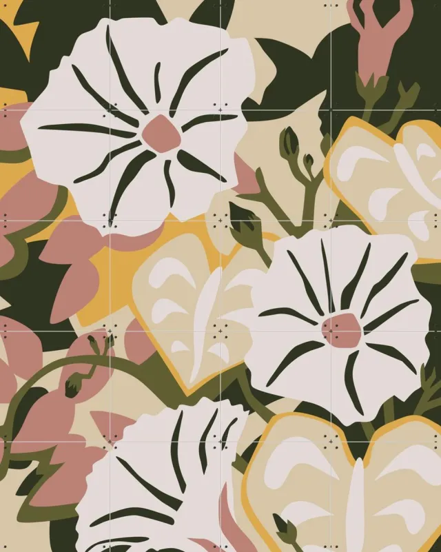 IXXI Morning Glory, Megan Gallagher - 80 x 100 cm - Grote wanddecoratie en posters - Illustraties, Digitale Kunst, Slaapkamer, Woonkamer, Botanisch Wit / Warme kleuren