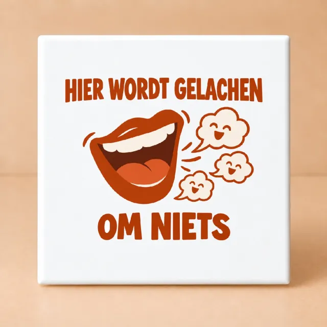 Bedruk King Vrolijke Gezelligheidsmaxxing Tegel – Kleurige Wanddecoratie voor Sfeermakers en Gezellige Huizen - 15 x 15 cm Wit