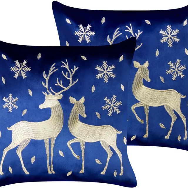 Beliani MERINGUE - Sierkussen set 2 - Donkerblauw - 45 x 45 cm - Fluweel