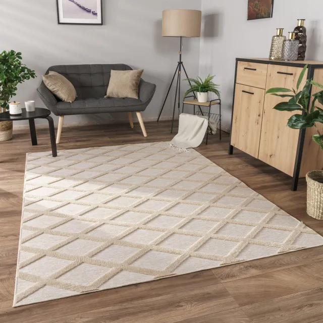 flycarpets Laagpolig Modern Vloerkleed Utrilia - Beige