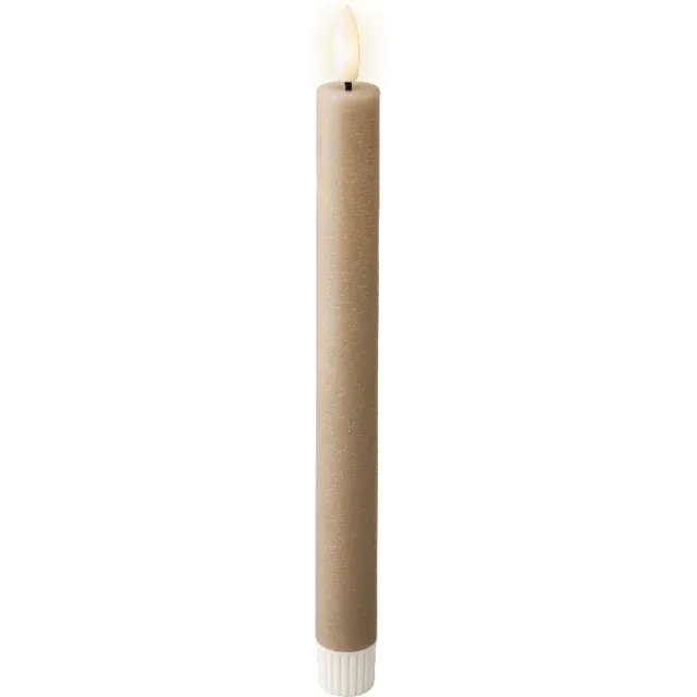 Lumineo LED dinerkaars licht grijs - set van 2 - wax - effen afwerking - rustiek - flikkerende vlam - 24 cm - LED kaars met timer - duurzaam - veilig