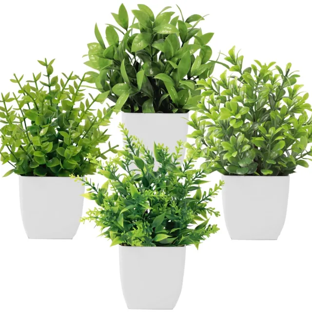 Ibenzoa Set van 4 decoratieve kunstplanten voor veelzijdig gebruik in huis en kantoor groen