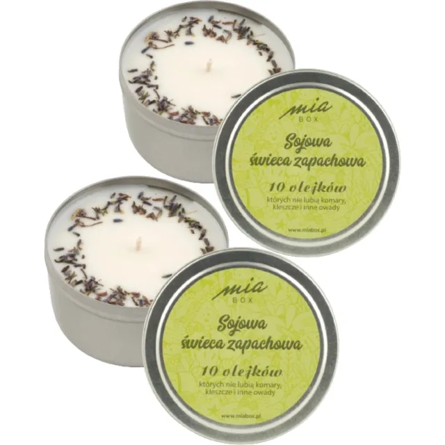 Mia Box Geurkaars Anti Insekt - 2 x 160 g - Geurkaarsen Handgemaakt met 10 Essentiele Olien - Vegan wit