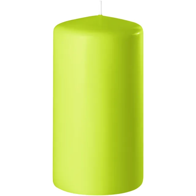 Enlightening Candles Cilinderkaars - stompkaars - limegroen - D6 x H15 cm - 58 branduren - Dikke kaarsen - Voor kandelaar of plateau