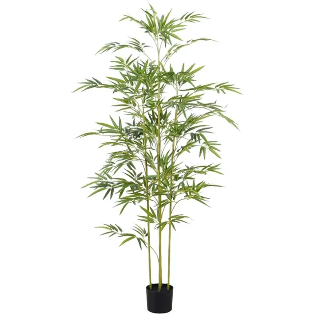 Whoopr® Kunstmatige Bamboeboom in Pot – Levensechte Bamboe met Zijdebladeren – Decoratieve Kunstplant voor Binnen & Buiten, Woonkamer, Kantoor of Thuis - Plant 120 cm Hoog Groen