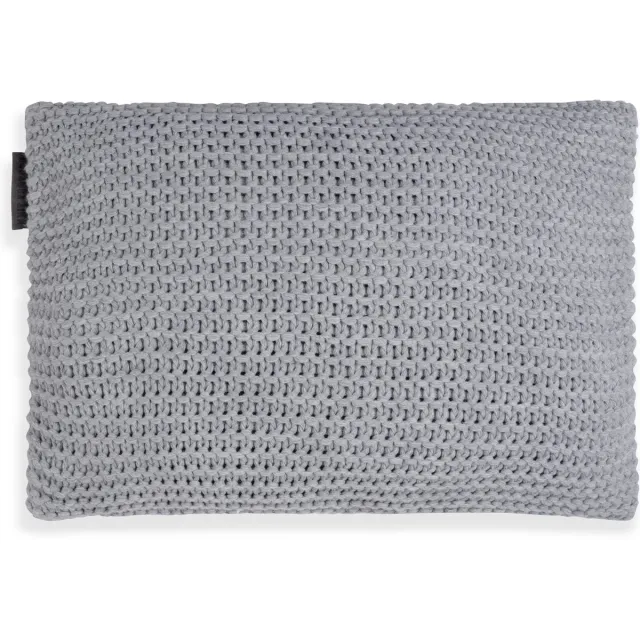 Knit Factory Vinz Sierkussen - Rechthoekig kussen - Kussen woonkamer - Bank kussen - Decoratie kussen - Licht Grijs - 60x40 cm - Kussenhoes inclusief kussenvulling