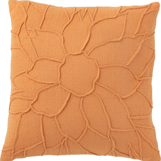 J-Line kussen Bloem - textiel - koraal Oranje