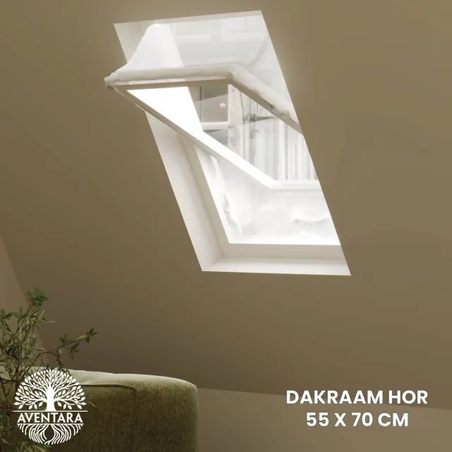 Aventara Dakraam Hor – 55 x 70 cm – Geschikt voor Velux: CK01 (GGL 9,101,c01) Insect Raamhor - Insecten Plissé - Vliegenhor – Gaas - Inbouw Zonder boren wit 55 x 70