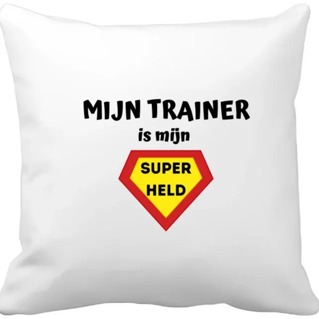 Akyol mijn trainer is mijn superheld Kussen hoes - Trainer - super trainer - sport - verjaardag - cadeautje voor trainer - trainer artikelen - kado - geschenk - 40 bij 40 cm Multicolor