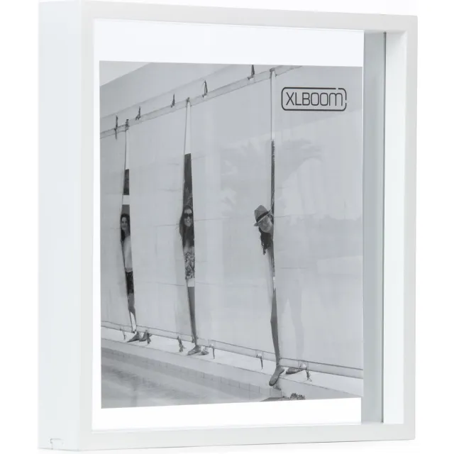 XLBoom Floating Box Fotolijst White 32x32cm - Zwevend houten frame met glas - Verkrijgbaar in wit, lichtbruin, donkerbruin en zwart – Tijdloze design fotolijst voor modern wonen