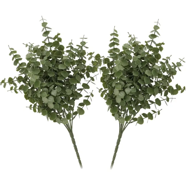 DK design Kunstbloem Eucalyptus tak - 2x - 47 cm - groen - bundel/bosje - Kunst zijdebloemen