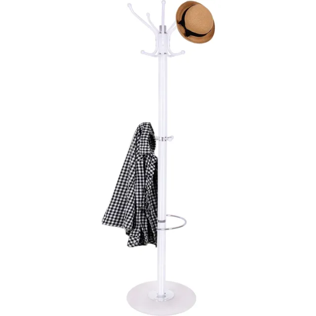 springos Staande Kapstok | 14 Haken | Garderobe Kapstok | Wit | 176 cm