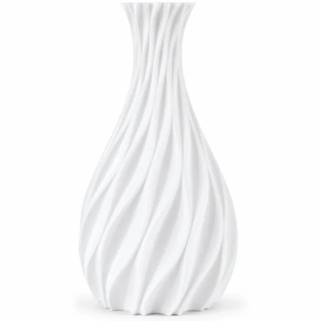 MODFU Witte Vaas 20 cm met Bloemenhouder – Moderne Decoratieve Vaas voor Droogbloemen en Kunstbloemen