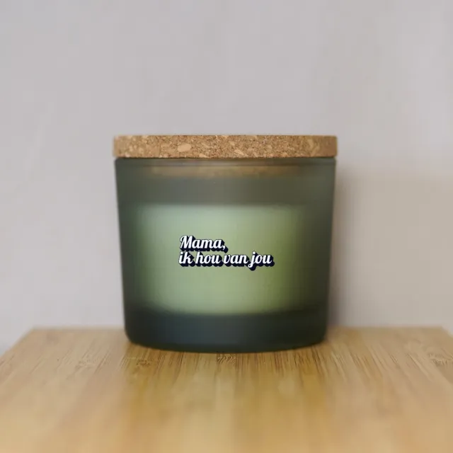 Winsa Cadeaus Bolsius Geurkaars Mama ik hou van je - Botanic Freshness - Groen Glas - Cadeau Mama - Moederdag - Moederdag Cadeautje - Moederdag Cadeau voor Mama Wit