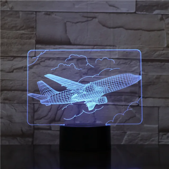 MC Living 3D Led Lamp Met Gravering - RGB 7 Kleuren - Vliegtuig
