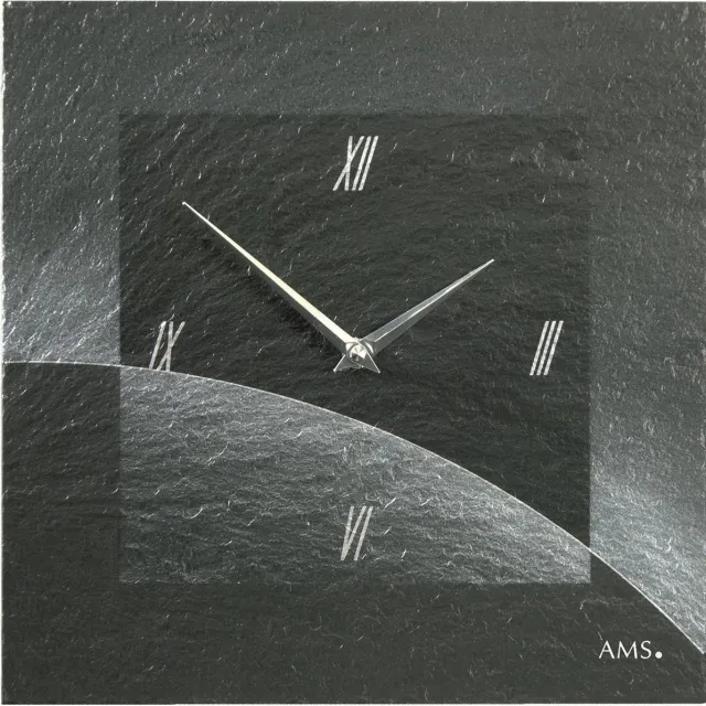 AMS Wandklok Leisteen 9518 Zwart