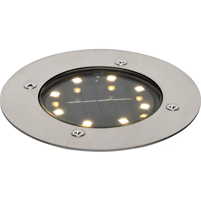 QAZQA terry - Moderne LED Grondspot met Solar | Zonne energie - 1 lichts - Ø 12 cm - Staal - Buitenverlichting Staal LED