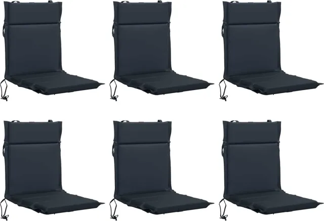 vidaXL Kussen - voor - lage - rugstoel - GEMERT - 6 - st - 100% - Polyester Donkerblauw (melange)
