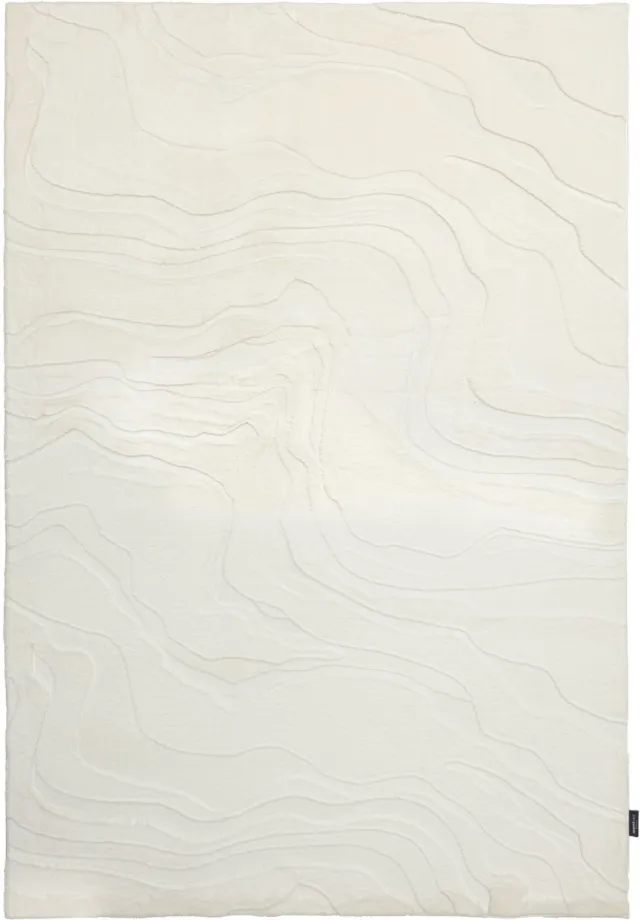 Padiro design laagpolig vloerkleed - lichtbeige - modern abstract ontwerp - voor vloerverwarming - van polyester, wol en katoen