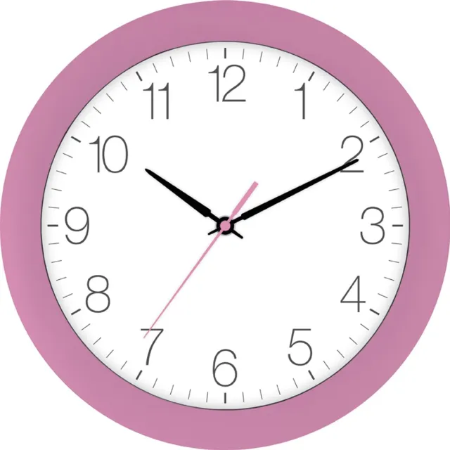 EUROTIME Tijdsein gestuurde wandklok, oud roze