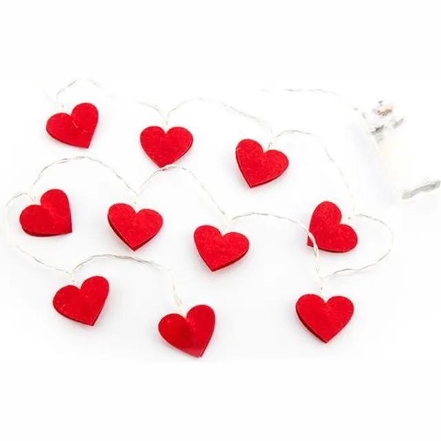 Jonyx Lichtslinger - Hartjesslinger - Hart lichtjes - Lampjes hartjes - Fairy lights hearts - Lichtjesketting - Valentijnsdag decoratie - 120cm - 10 lampjes - Op batterijen - Rood - Jonyx