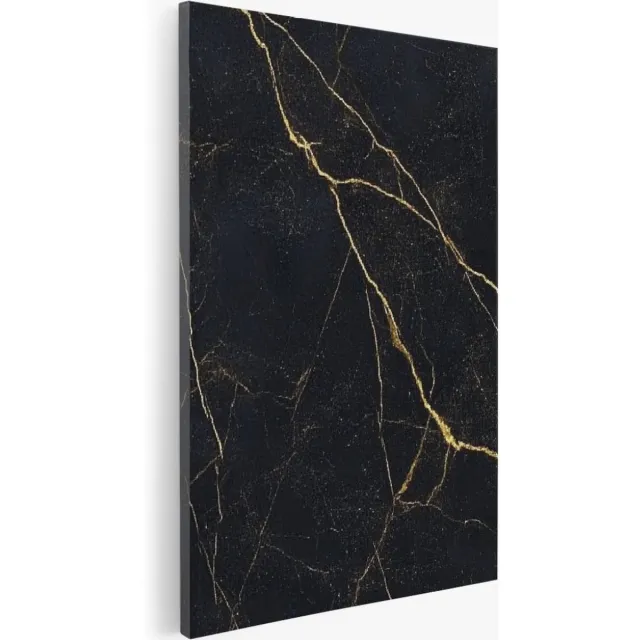 Saammp Canvas Schilderij - Marmer Zwart - Abstract - 30x40 - Foto op canvas - Wanddecoratie - Muurdecoratie Woonkamer - Slaapkamer decoratie - Canvas Print Multicolor