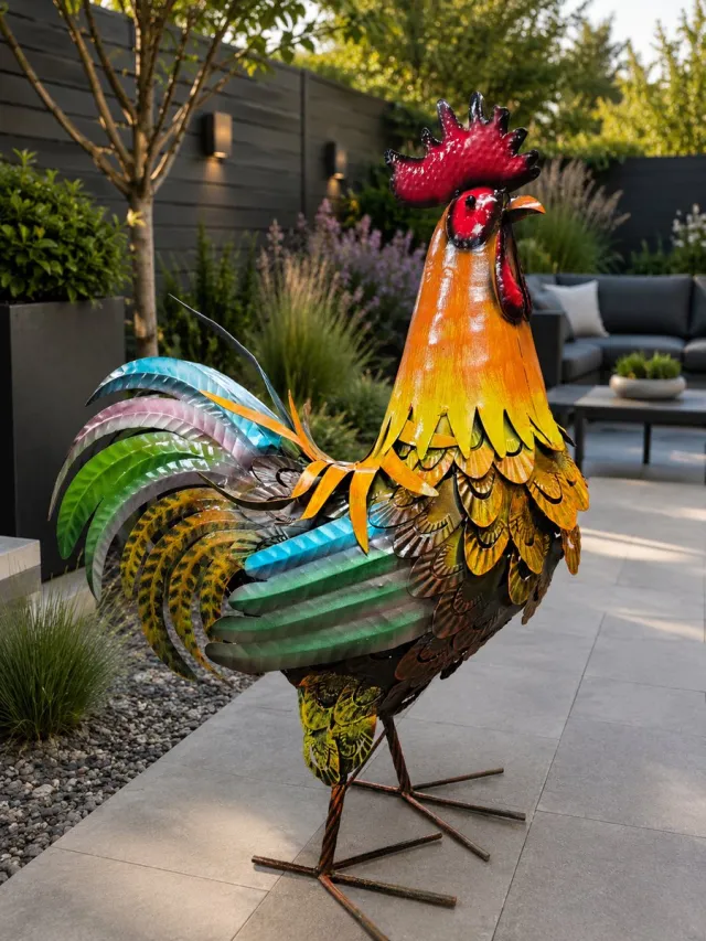 topbrocanteshop Tuinbeeld - Haan - 80 cm hoog Diverse kleuren