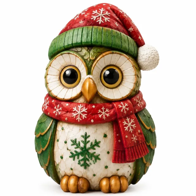 SWGOTA Adventskalender met 24 platte uilen van acryl, diverse motieven, in geïllustreerde doos Bruin