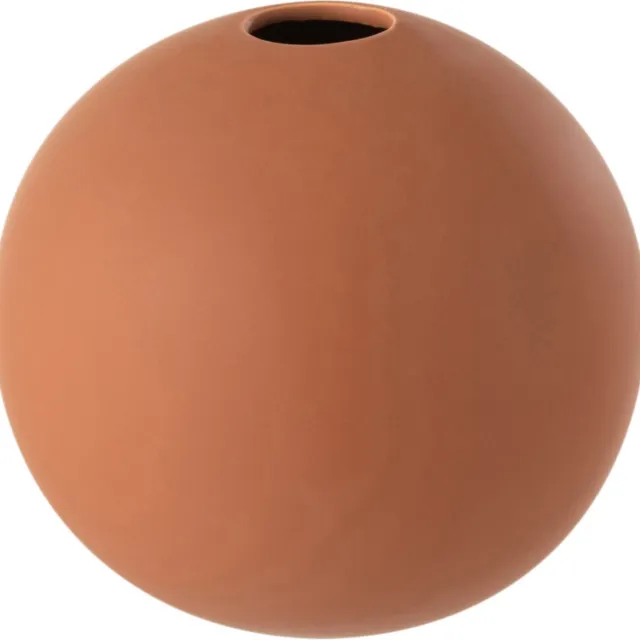 J-Line Vaas / bloemenvaas bol keramiek - Bruin / Terracotta - ø 17 x 17 cm hoog.