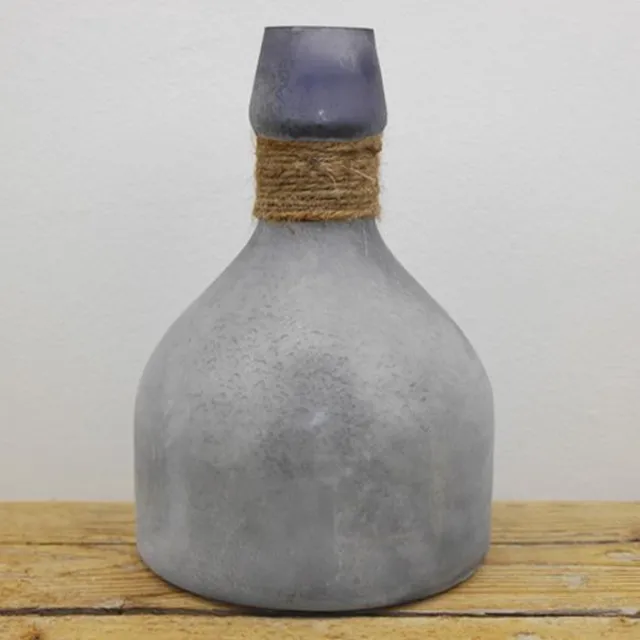 Sense Decoratieve Fles Vaasje Grijs - Frosted - Kleine Glazen Flesjes – Bloemenvaasje – Mini Fles vaas Grey