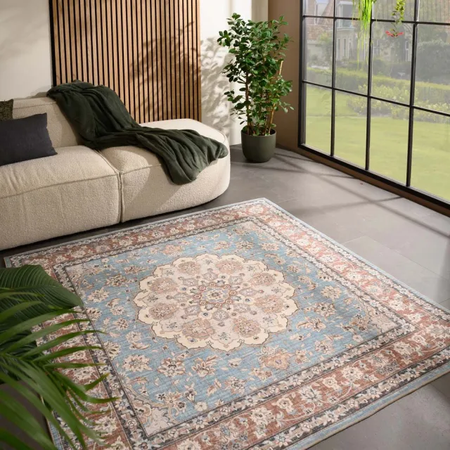 Heritaged Vintage buitenkleed vierkant - Valenca Nova lichtblauw/beige 230x230