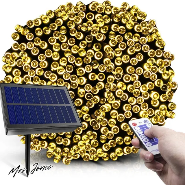 Mrs. Jones Solar Fairy Lights20m 200 LED 8 Modes String Lights met Afstandsbediening Waterdichte Sterren Fairy Lights voor Buiten Tuinen Homes Huwelijk Vakantie Feest Kerst Decoraties .