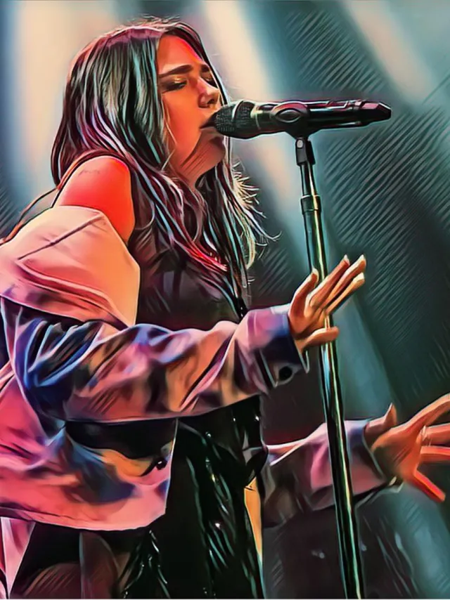 Passionforart.eu Dua Lipa 1-2 - Canvas - 50 x 70 cm zwart