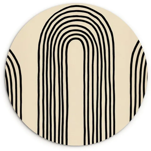 WallCircle Wandcirkel 30x30 cm - Muurcirkel Boogvormen - Zwart - Strak - Muurdecoratie woonkamer - Wanddecoratie slaapkamer - Kamer decoratie accessoires - Ronde schilderijen