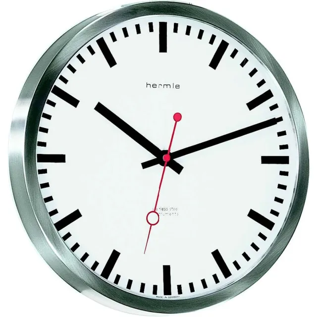 HERMLE Stationsklok | Radiogestuurd Zilver/Zwart/Wit