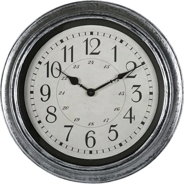 OSTARIA Wandklok/muur klok - Old School - D40 cm - kunststof - zwart - keuken/kamer