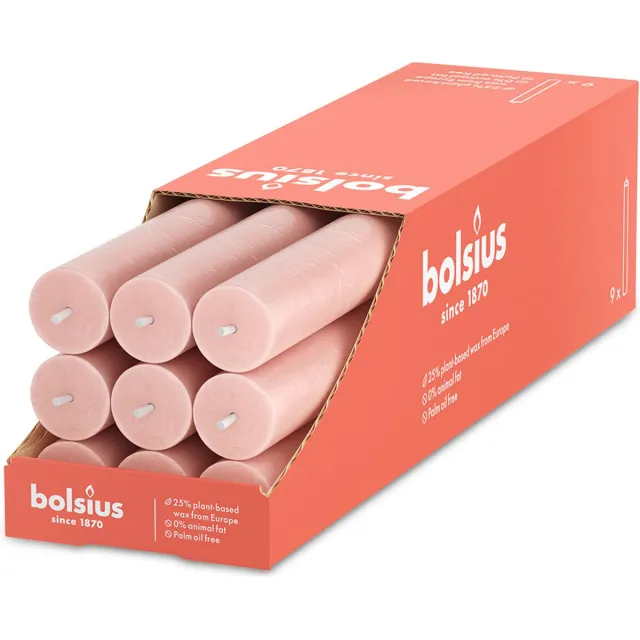 Bolsius dinerkaarsen - Misty Pink - rustiek Roze
