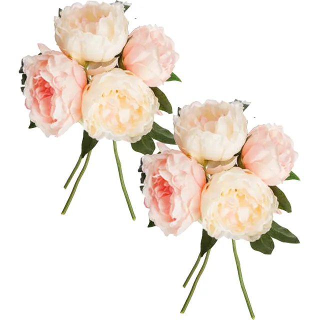 Atmosphera boeket van pioenrozen kunstbloemen - 8 stuks - roze - H30 cm - lichtroze bloemen