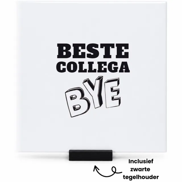 Hacebo Beste collega tegeltje met tegelhouder - Beste brandweerman - teamgenoot - tegeltjes met tekst - afscheid - spreuktegels - 15x15 CM Wit