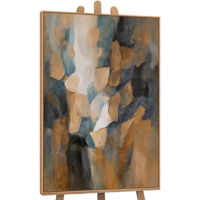 YS Canvas schilderij 120x80 cm handgeschilderd avondpalet – YS-Art Gallery – Lijst: Hout – Luxe wanddecoratie Wood