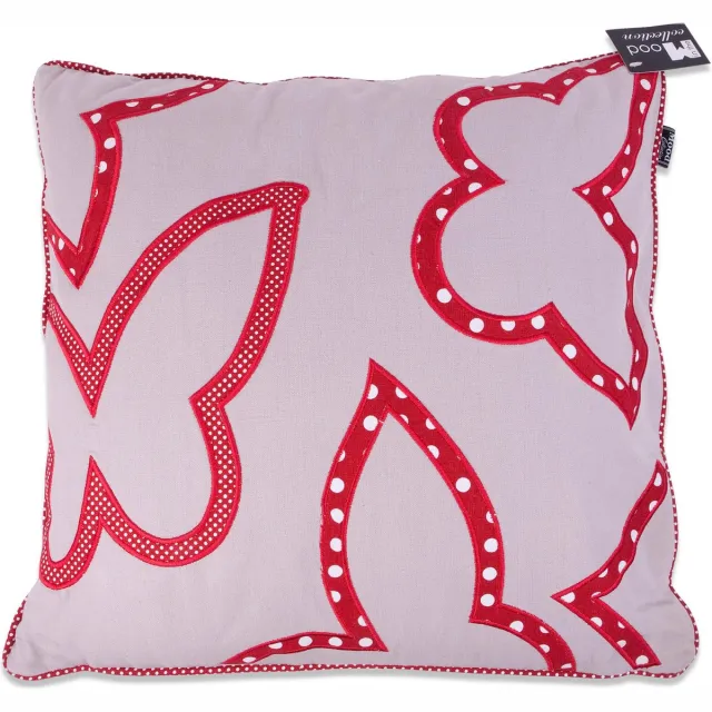In The Mood Contour Butterfly - Sierkussen - Kiezel/rood - 50x50 cm