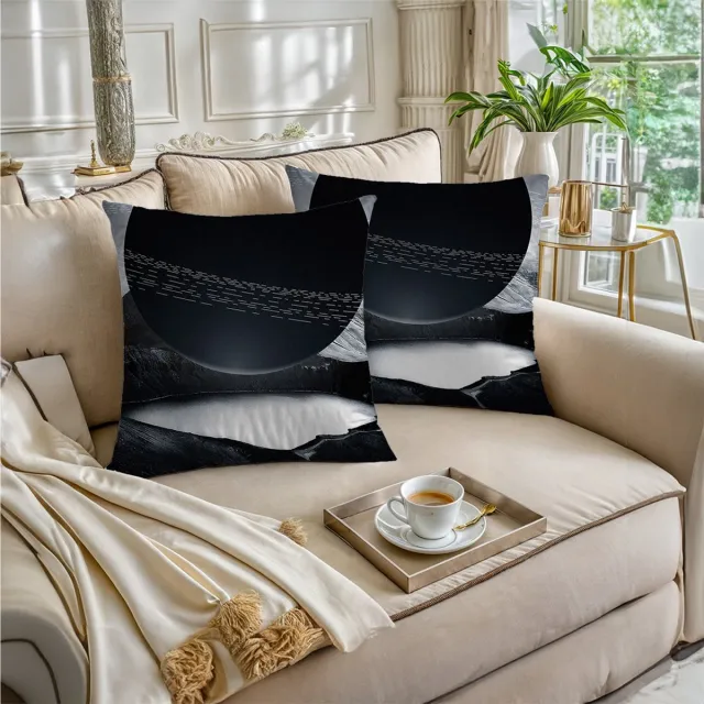 Boraboi Luxe Decoratieve Kussenhoezen set van 2 , Zachte Suède Touch- 45x45cm -(Zwart,Grijs)