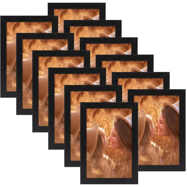 Ibenzoa Set van 12 Zwarte Fotolijsten voor 10x15 cm Foto's met Diverse Presentatiemogelijkheden