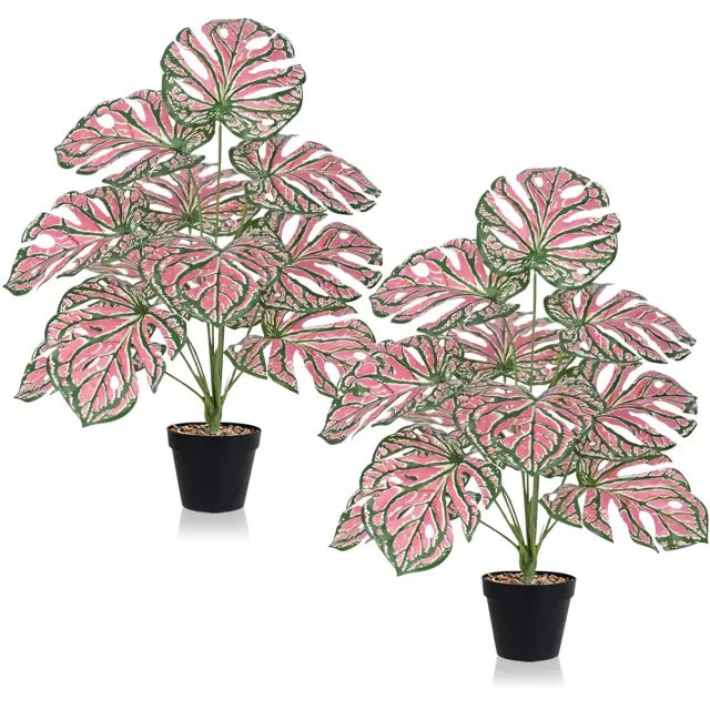 Unyqoos Levensechte kunst Monstera plant van 65 cm voor huis en kantoor decoratie Rode Monstera