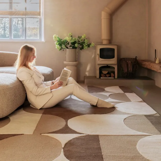 Nordic Weavers Retro vloerkleed - Summit Circles beige 300x400