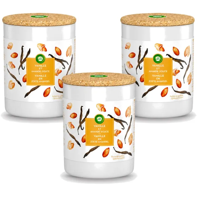 Air Wick 3 x Air Wick - Geurkaars - Vanille & Zoete Amandel - 35 Uur Brandduur - Voordeelverpakking - 3 stuks Oranje