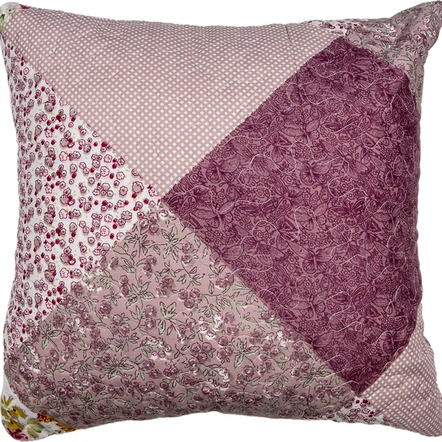 Clayre & Eef Kussenhoes 40x40 cm Paars Polyester Bloemen