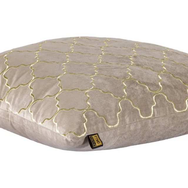 PTMD Lizze Sierkussen - 60x3x60 cm - Fluweel - Beige