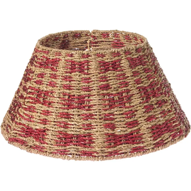 Beliani NEIGE - Kerstboomrok - Naturel/Rood - ⌀ 42 cm - Zeegras Natuurlijk