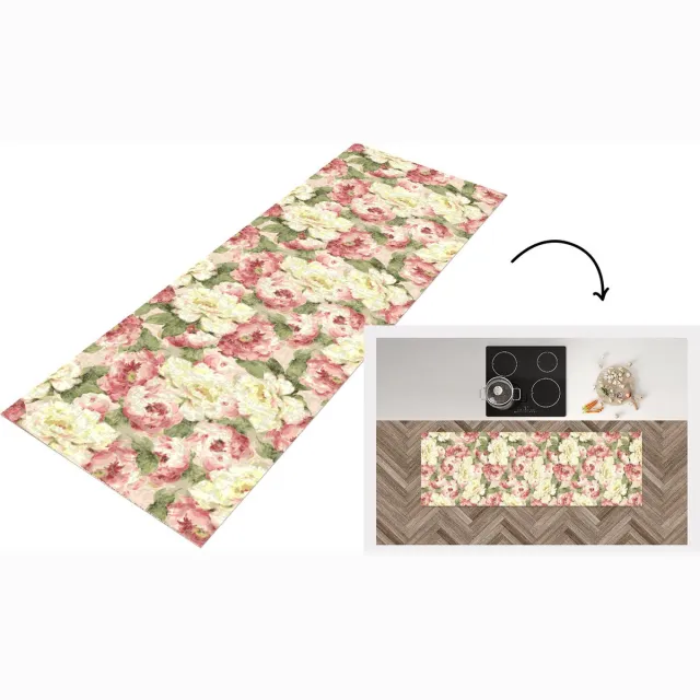 KitchenYeah Keukenloper - Loper keuken - Rozen - Vintage - Patronen - Keukenloper vinyl Multicolor